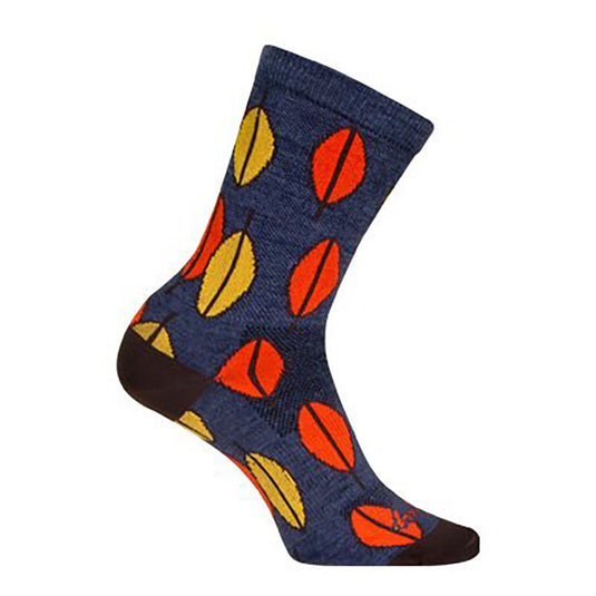 Sockguy Leaves Wool Socks, 9-13, Blue/Red/Yellow