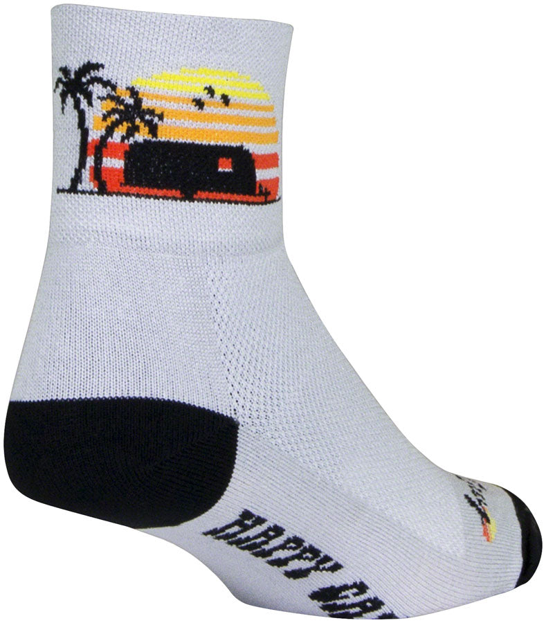 Load image into Gallery viewer, SockGuy Classic Happy Camper Socks - 3&quot;, Gray/Black/Orange, Large/X-Large
