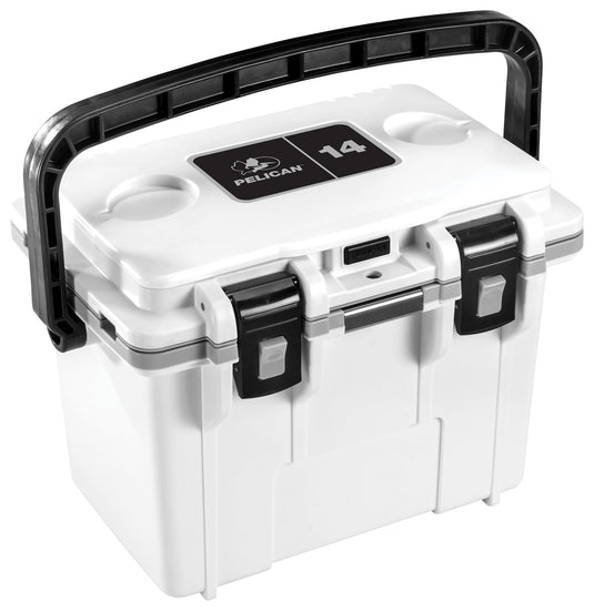 Premium Performance: Pelican 14qt Elite Cooler in White/Gray