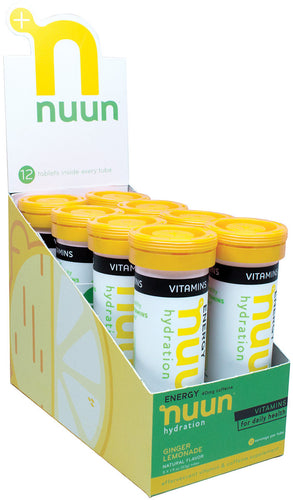 Nuun Vitamins Electrolyte Tablets with Ginger Lemon Flavor and Caffeine for Energy Boost