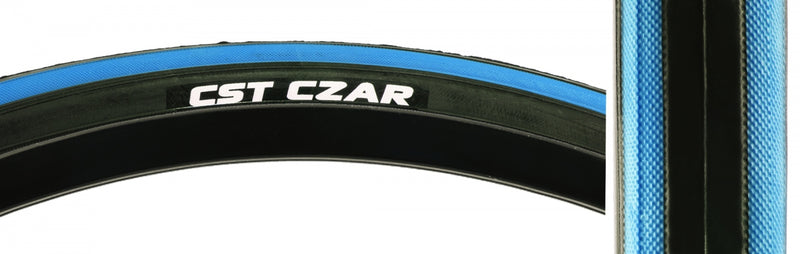 Load image into Gallery viewer, Pack of 2 CST Czar Tire 700 x 25 Clincher Wire Black/Blue Dual Compound
