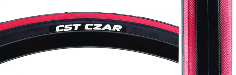 Load image into Gallery viewer, Pack of 2 Cst Premium Czar 650Cx23 Wire TPI 120 Black/Red Reflective Road Tire
