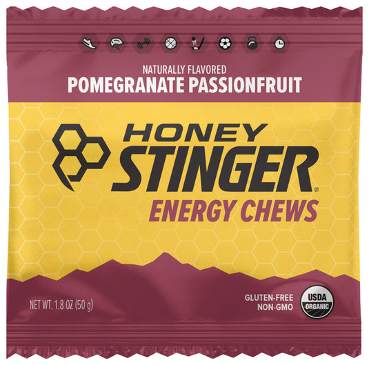 Honey Stinger Organic Energy Chews - Pom Passion Flavor for Natural Energy Boost