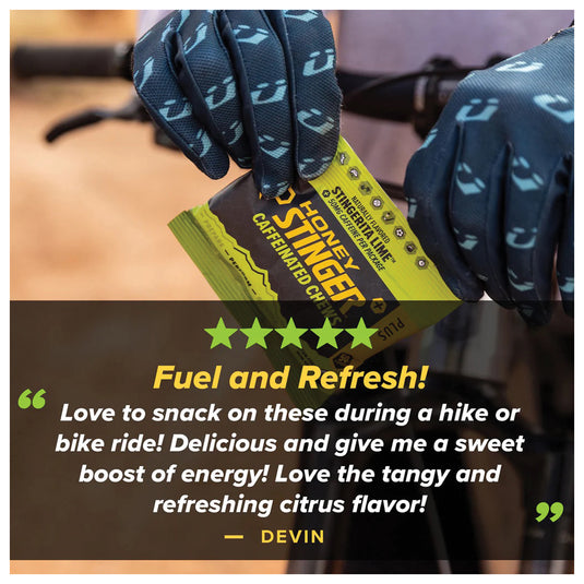 Honey Stinger Caffeinated Energy Chews - Stingerita Lime, Box of 12 Packets Pack of  12