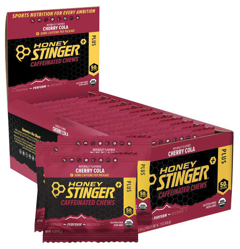Load image into Gallery viewer, Honey Stinger Caffeinated Energy Chews - Cherry Cola, Box of 12 Packets Pack of  12
