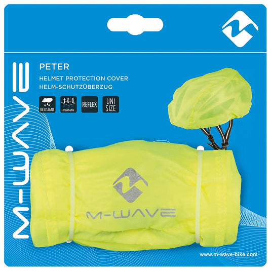 M-Wave Helmet Cover Water resistant, Neon Yellow with reflective logos