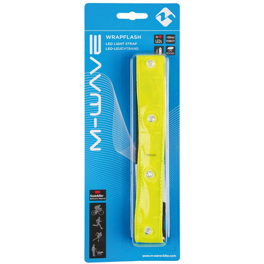 M-Wave Safety Band with LED Velcro reflective strap set with LEDs, Yellow