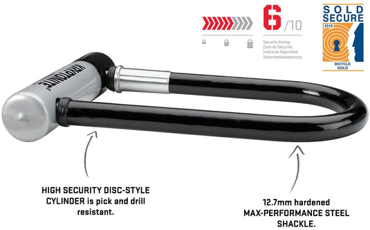 Kryptonite KryptoLok U-Lock 3.25 x 7" Keyed Black Includes Bracket