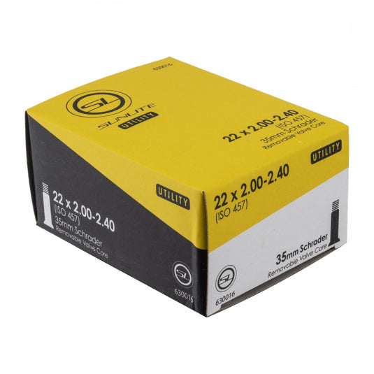 Pack of 2 Sunlite Utili-T Standard Schrader Valve Tubes 22x2.00-2.40 SV 35mm 0d
