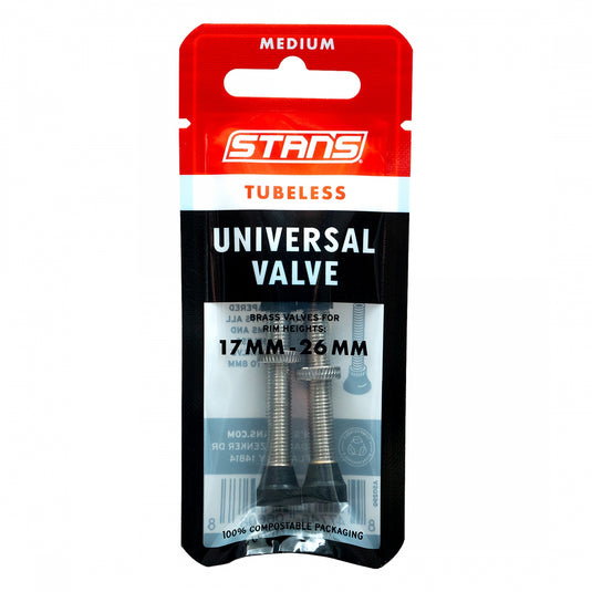 Stan's Tubeless Universal Valve Stems - Brass, Medium, Pair