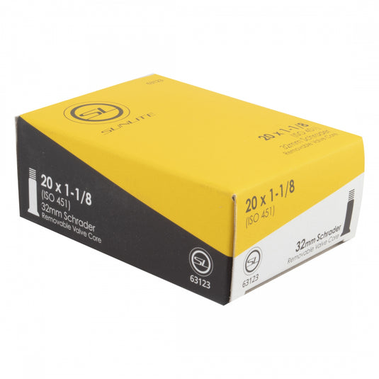 Sunlite Standard Tubes - 20 x 1-1/8 (451x28), Schrader Valve 32mm 0d, Pack of 2