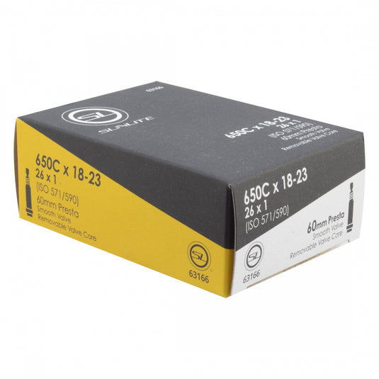 Sunlite Standard Tubes - 650C x 18-23 (26x1), Presta Valve 60mm 0d, Pack of 2