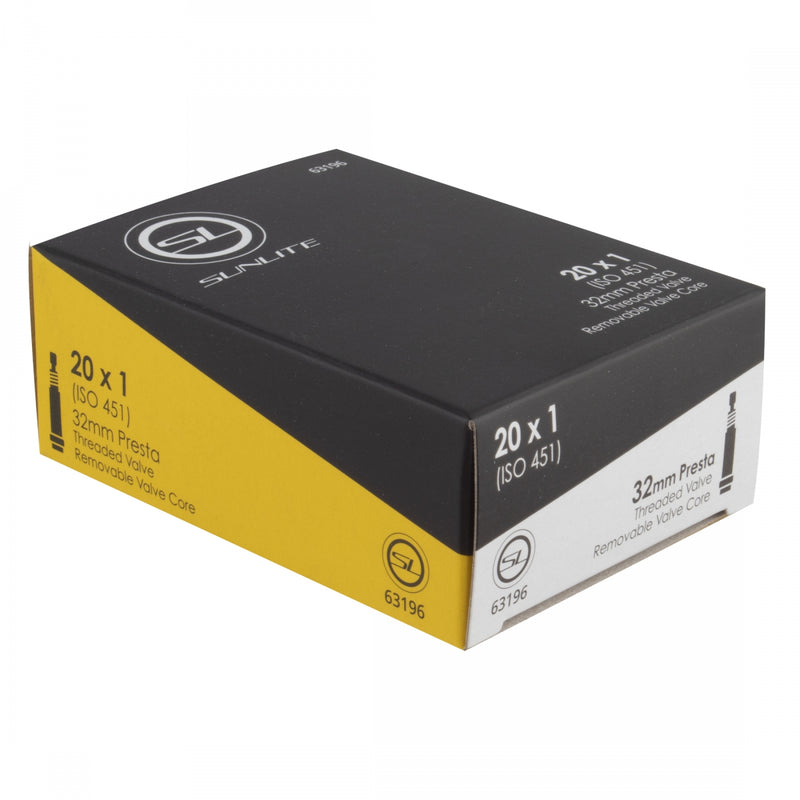 Load image into Gallery viewer, Sunlite Standard Tubes - 20 x 1 (451x19), Presta Valve 32mm 0d, Pack of 2
