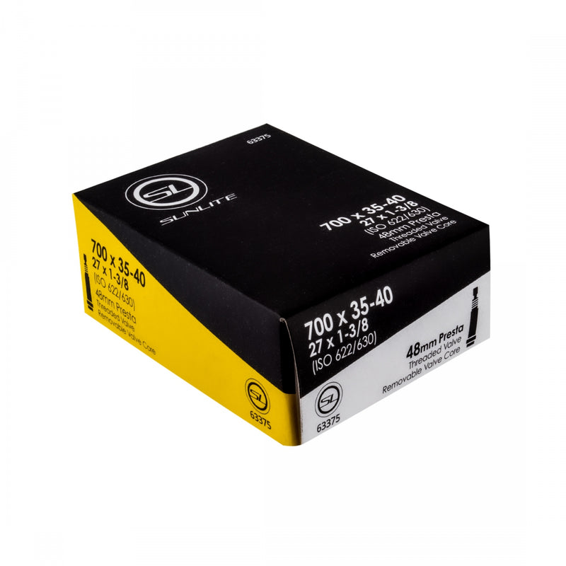 Load image into Gallery viewer, Sunlite Standard Tubes - 700 x 35-40 (27x1-3/8), Presta Valve 48mm 0d, Pack of 2
