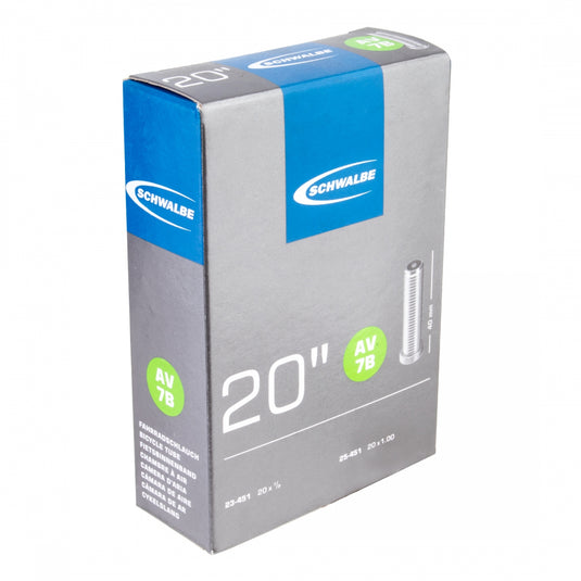 Schwalbe 20x1 SV Tubes Durable Rubber, Nickel-Plated Valves, 40mm Length, Threaded Stem for 20-Inch Bikes