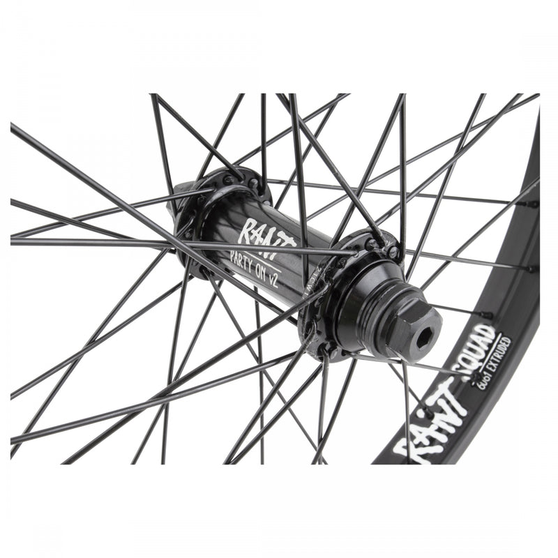 Load image into Gallery viewer, Rant Squad 20in Front Wheel B/O 3/8inx100mm Party On V2 Rim Brake Black 36H
