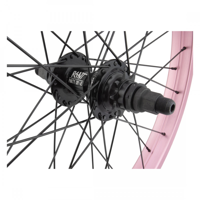 Load image into Gallery viewer, Rant Squad 20in Rear Wheel B/O 14x110mm Party On V2 Rim Brake Pepto Pink 36H
