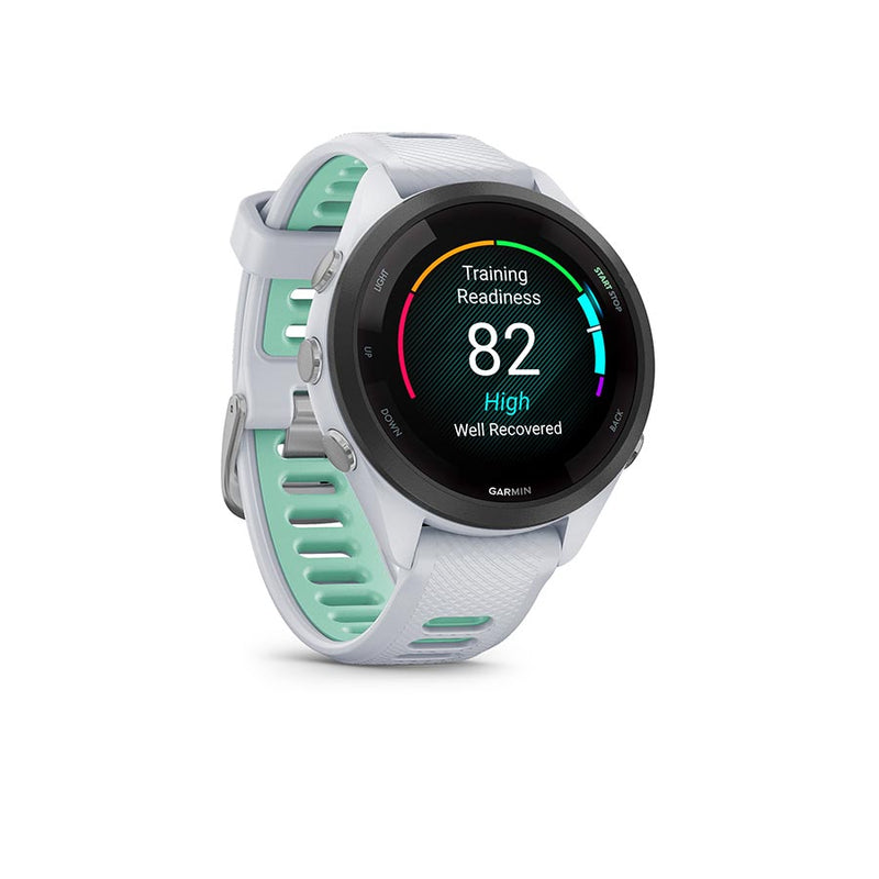 Load image into Gallery viewer, Garmin Forerunner 265S Music Watch, Watch Color: Whitestone, Wristband: Whitestone/Neo Tropic - Silicone
