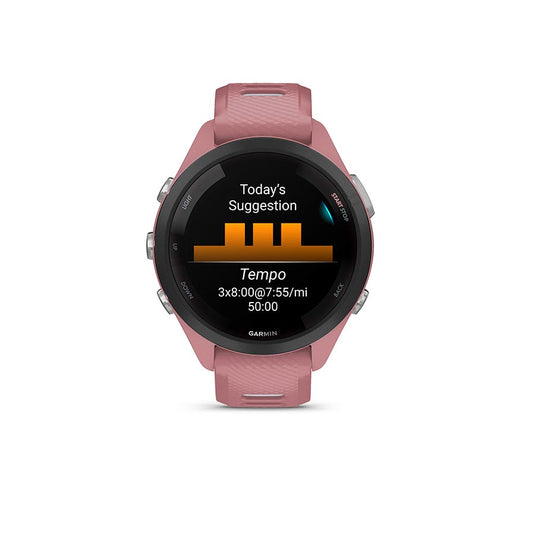 Garmin Forerunner 265S Music Watch, Watch Color: Light Pink, Wristband: Light Pink/Powder Grey - Silicone