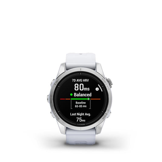 Garmin Epix Pro Std. Edition 42mm, Watch, Watch Color: Silver, Wristband: White - Silicone