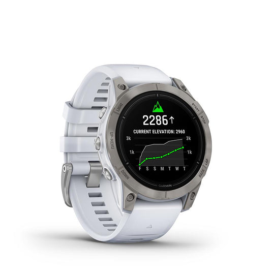 Garmin Epix Pro Sapphire Edition 47mm, Watch, Watch Color: Titanium, Wristband: White - Silicone