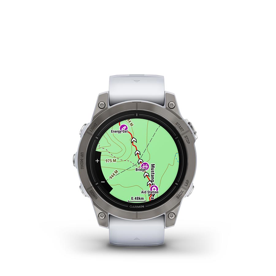 Garmin Epix Pro Sapphire Edition 47mm, Watch, Watch Color: Titanium, Wristband: White - Silicone