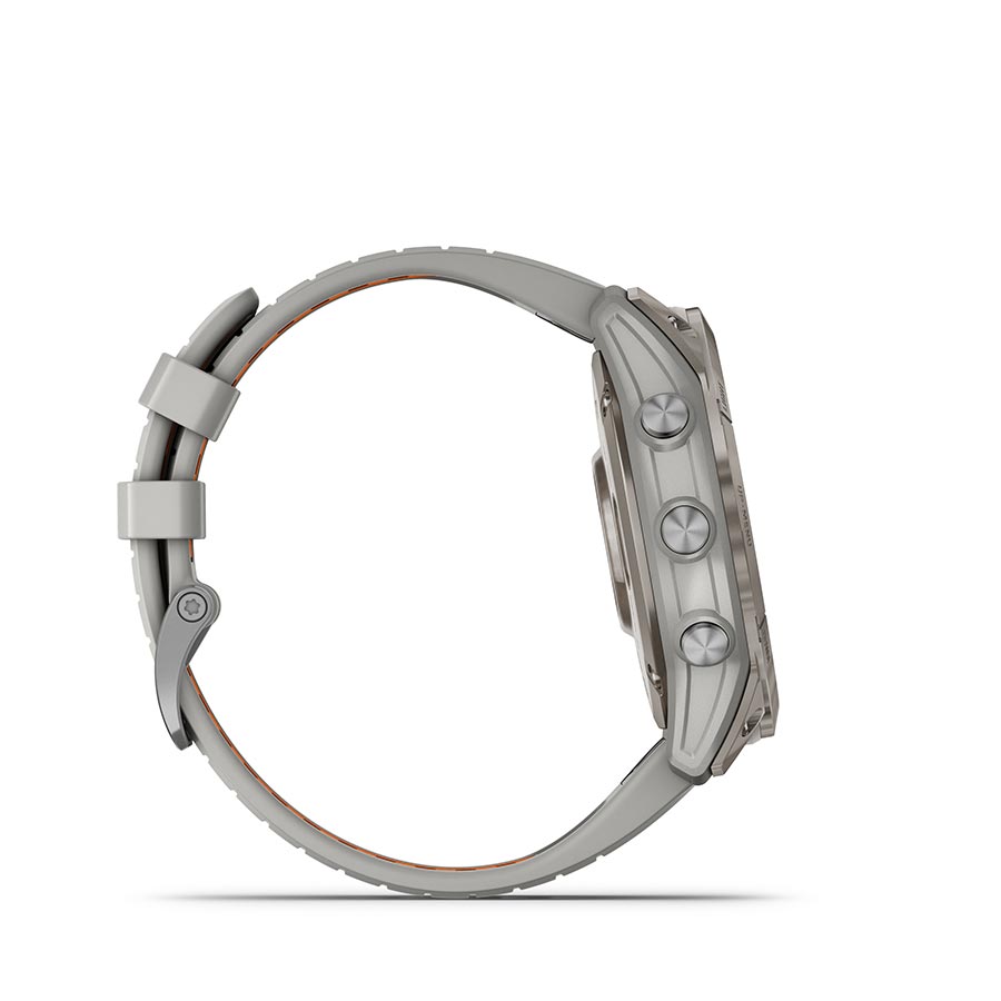 Garmin fenix 7X Pro Sapphire Solar, Watch, Watch Color: Titanium, Wristband: Fog Grey/ Ember Orange - Silicone