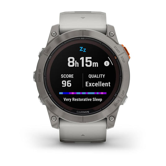 Garmin fenix 7X Pro Sapphire Solar, Watch, Watch Color: Titanium, Wristband: Fog Grey/ Ember Orange - Silicone