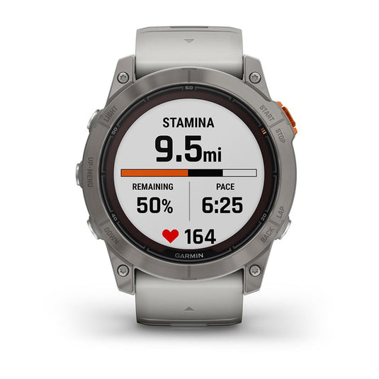 Garmin fenix 7X Pro Sapphire Solar, Watch, Watch Color: Titanium, Wristband: Fog Grey/ Ember Orange - Silicone