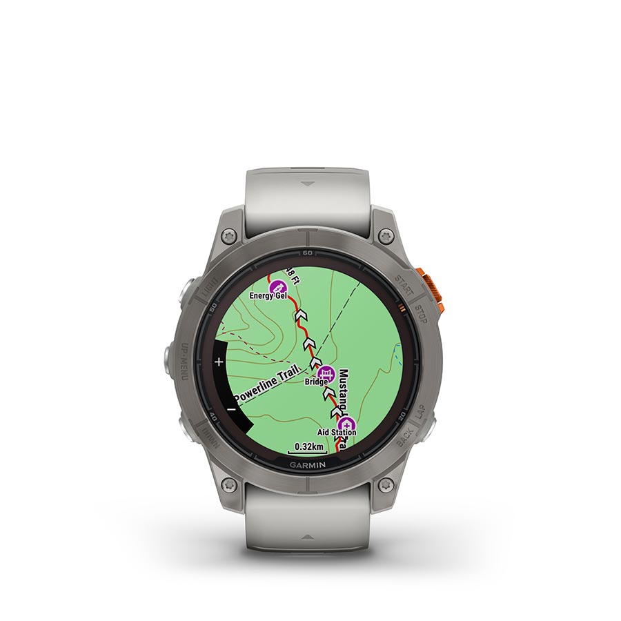 Garmin fenix 7 Pro Sapphire Solar, Watch, Watch Color: Titanium, Wristband: Fog Grey/ Ember Orange - Silicone