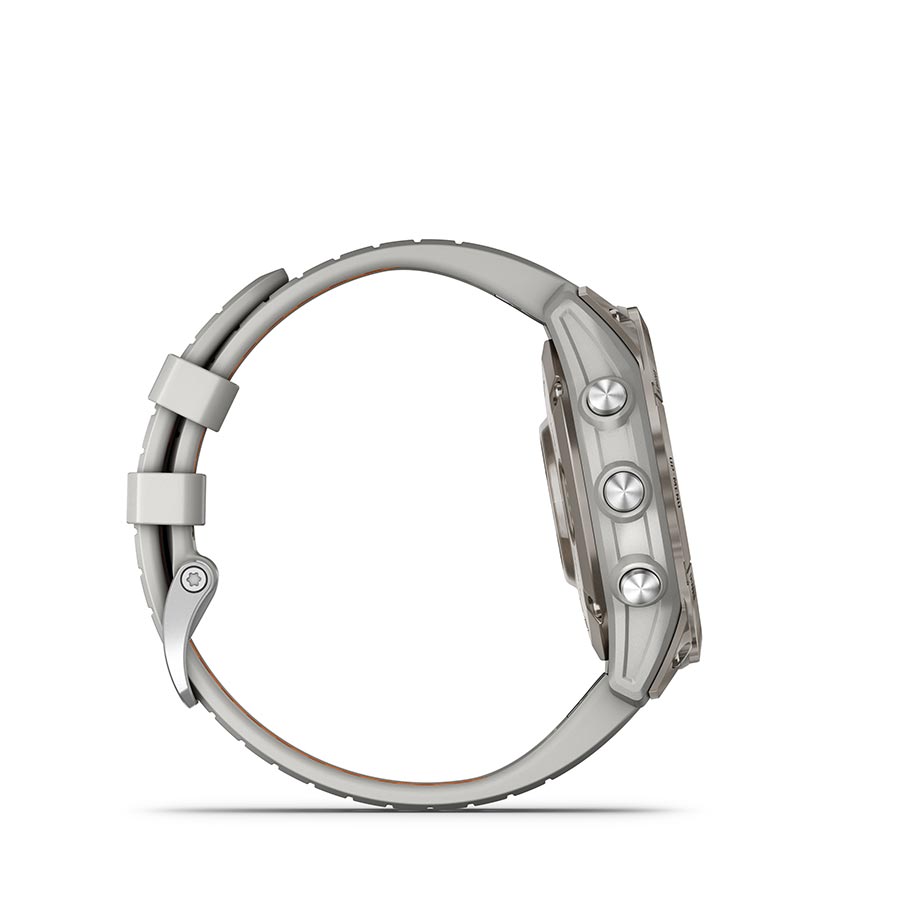 Garmin fenix 7 Pro Sapphire Solar, Watch, Watch Color: Titanium, Wristband: Fog Grey/ Ember Orange - Silicone
