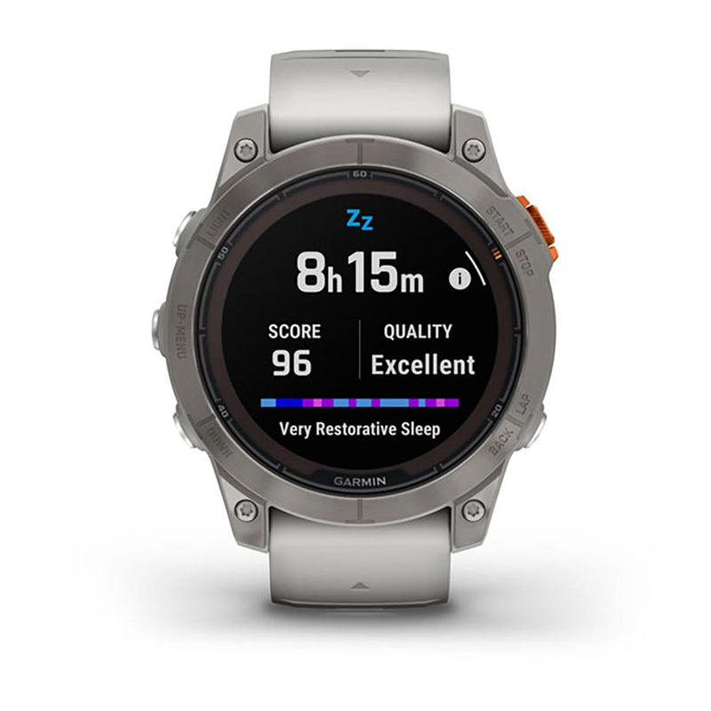 Load image into Gallery viewer, Garmin fenix 7 Pro Sapphire Solar, Watch, Watch Color: Titanium, Wristband: Fog Grey/ Ember Orange - Silicone
