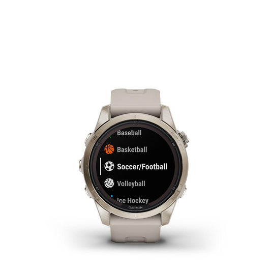 Garmin fenix 7S Pro Sapphire Solar, Watch, Watch Color: Soft Gold, Wristband: Light Sand - Silicone