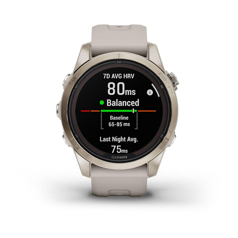 Load image into Gallery viewer, Garmin fenix 7S Pro Sapphire Solar, Watch, Watch Color: Soft Gold, Wristband: Light Sand - Silicone

