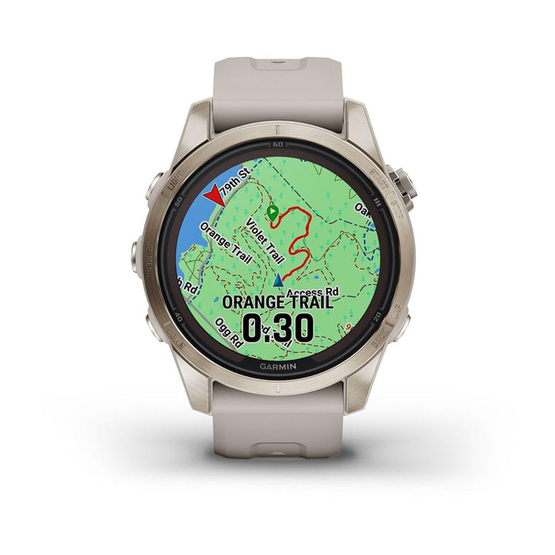 Load image into Gallery viewer, Garmin fenix 7S Pro Sapphire Solar, Watch, Watch Color: Soft Gold, Wristband: Light Sand - Silicone
