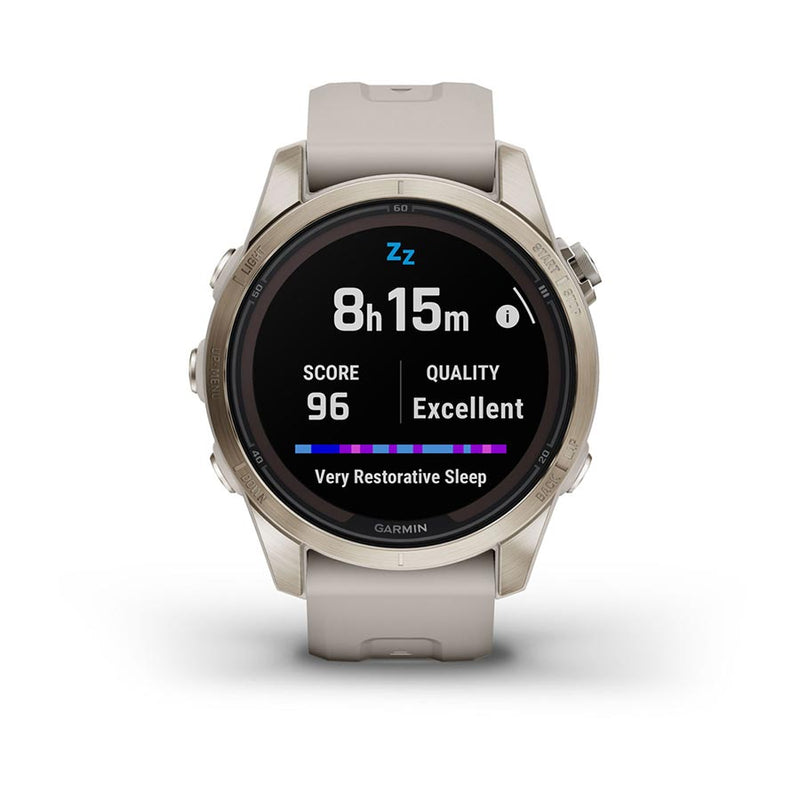 Load image into Gallery viewer, Garmin fenix 7S Pro Sapphire Solar, Watch, Watch Color: Soft Gold, Wristband: Light Sand - Silicone
