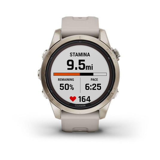 Garmin fenix 7S Pro Sapphire Solar, Watch, Watch Color: Soft Gold, Wristband: Light Sand - Silicone