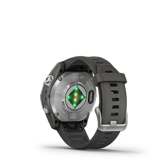 Garmin fenix 7S Pro Solar Glass, Watch, Watch Color: Silver/ Grey, Wristband: Graphite - Silicone