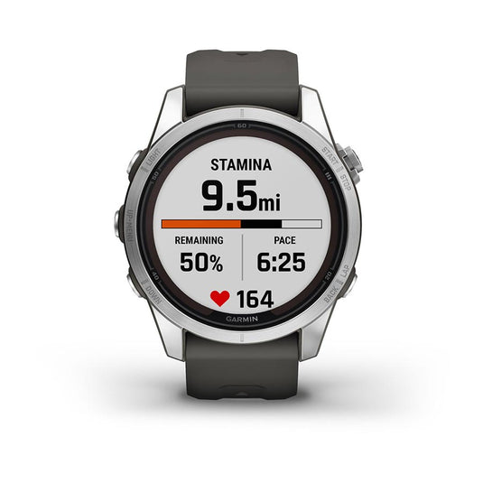 Garmin fenix 7S Pro Solar Glass, Watch, Watch Color: Silver/ Grey, Wristband: Graphite - Silicone