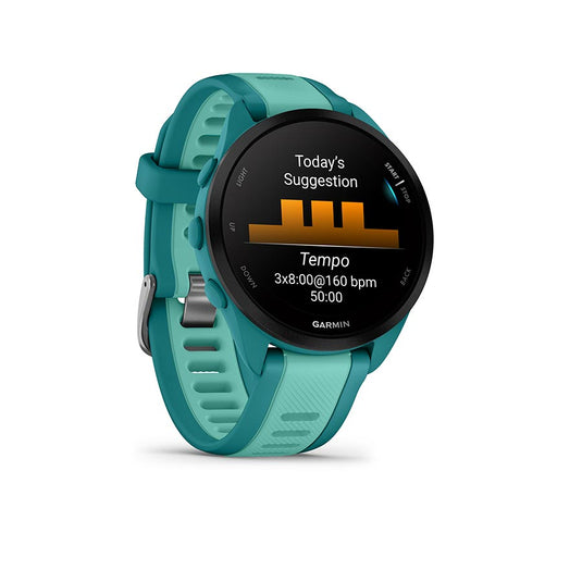 Garmin Forerunner 165 Music Watch, Watch Color: Turquoise, Wristband: Aqua - Silicone