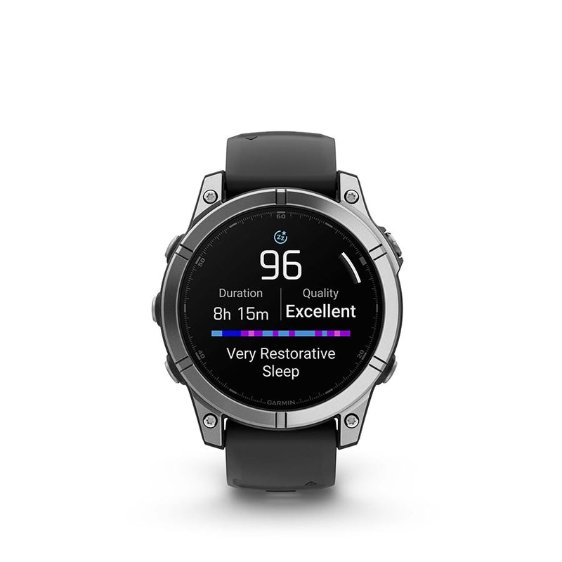 Load image into Gallery viewer, Garmin fenix E AMOLED 47mm Watch, Watch Color: Stainless, Wristband: Black - Silicone
