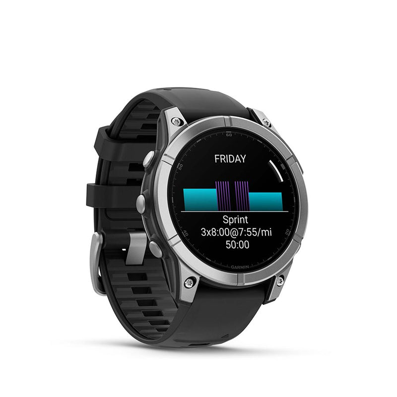 Load image into Gallery viewer, Garmin fenix E AMOLED 47mm Watch, Watch Color: Stainless, Wristband: Black - Silicone
