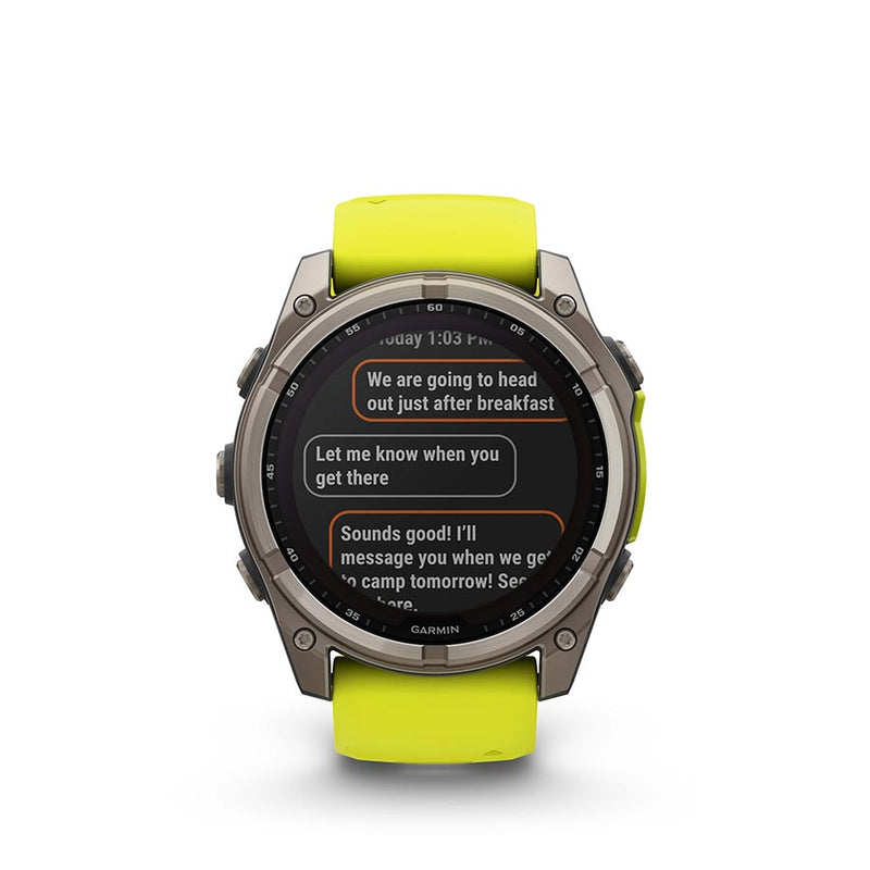 Load image into Gallery viewer, Garmin fenix 8 Solar Sapphire 51mm, Watch, Watch Color: Titanium, Wristband: Amp Yellow/ Graphite - Silicone
