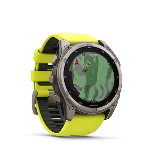 Garmin fenix 8 Solar Sapphire 51mm, Watch, Watch Color: Titanium, Wristband: Amp Yellow/ Graphite - Silicone