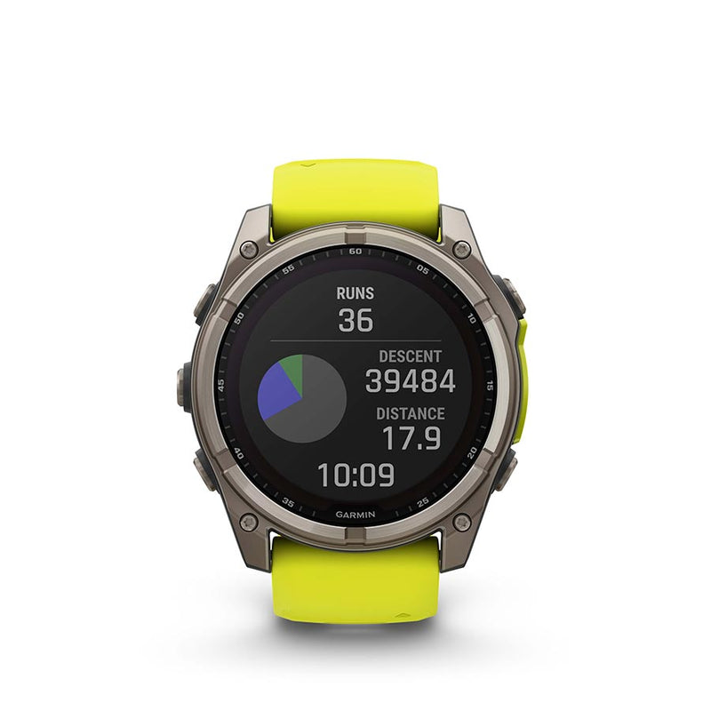 Load image into Gallery viewer, Garmin fenix 8 Solar Sapphire 51mm, Watch, Watch Color: Titanium, Wristband: Amp Yellow/ Graphite - Silicone
