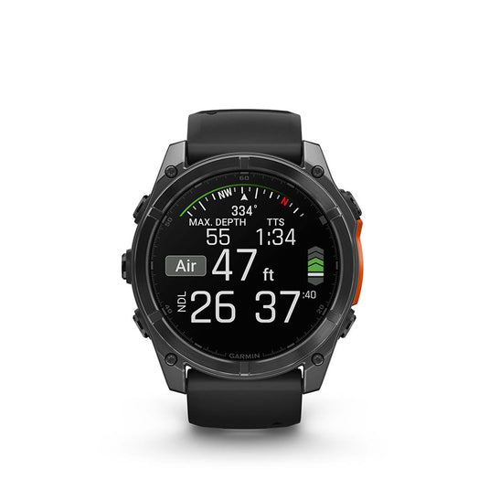 Garmin fenix 8 AMOLED 51mm Watch, Watch Color: Slate Grey, Wristband: Black - Silicone