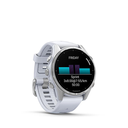 Garmin fenix 8 AMOLED 43mm Watch, Watch Color: Silver, Wristband: Whitestone - Silicone