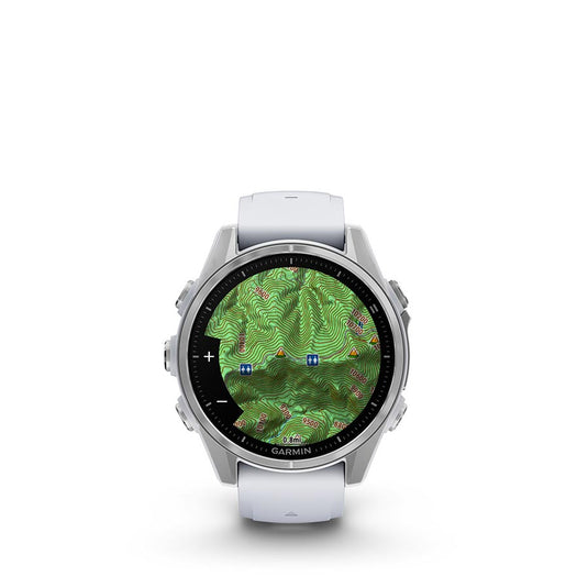 Garmin fenix 8 AMOLED 43mm Watch, Watch Color: Silver, Wristband: Whitestone - Silicone