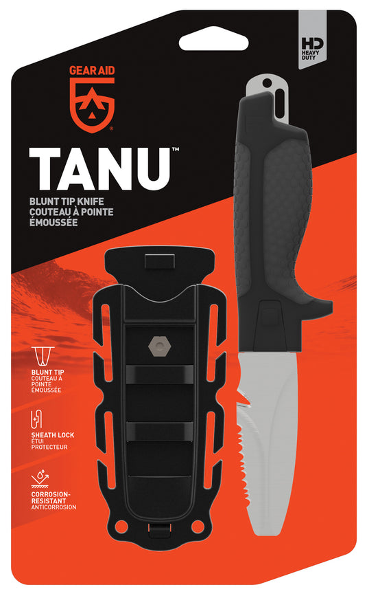 Gear Aid Tanu Blunt Tip Knife - Essential Gray Knife for Outdoor Adventures