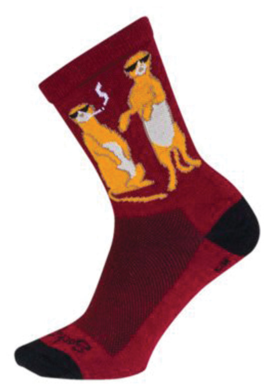 SockGuy Crew Kool Kats Socks - 6", Burgundy, Small/Medium